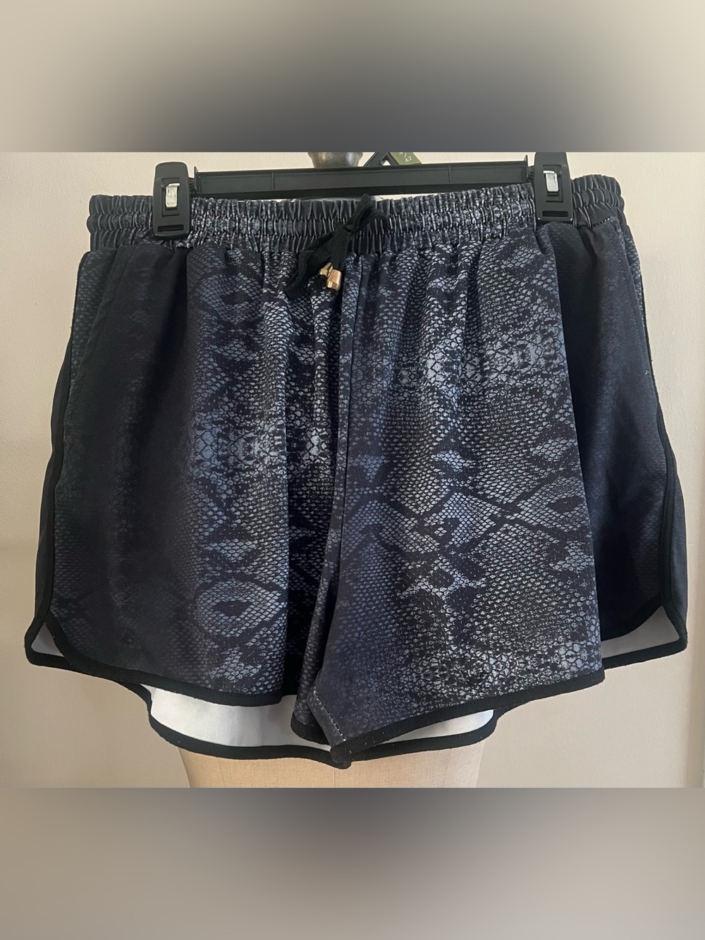 Jess Lea Dark Blue Snake Print Drawstring Everyday Shorts Size 3XL